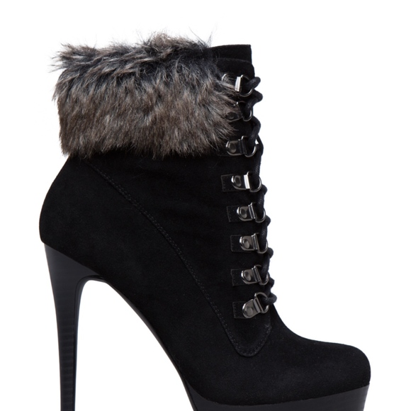 Faux Suede & Fur Booties Jacquelyn Style Size 8M - Picture 2 of 4